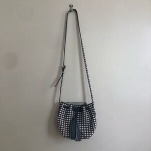 Brand New J.Crew Blue Gingham Bucket Crossbody Bag